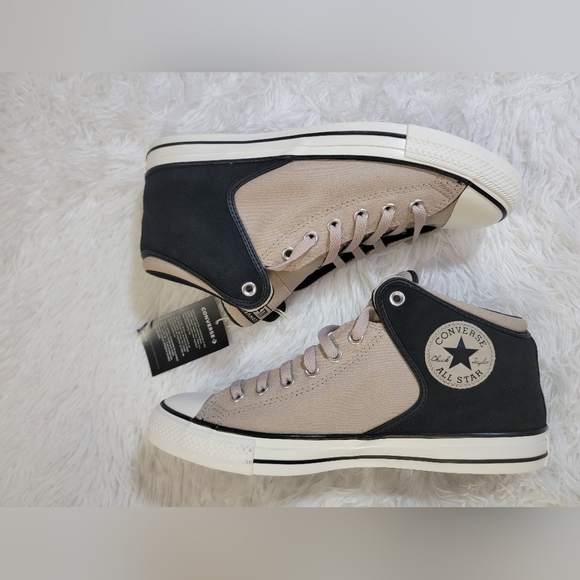 Converse Men's Black and White Mid-Top Sneakers - Picture 8 of 14